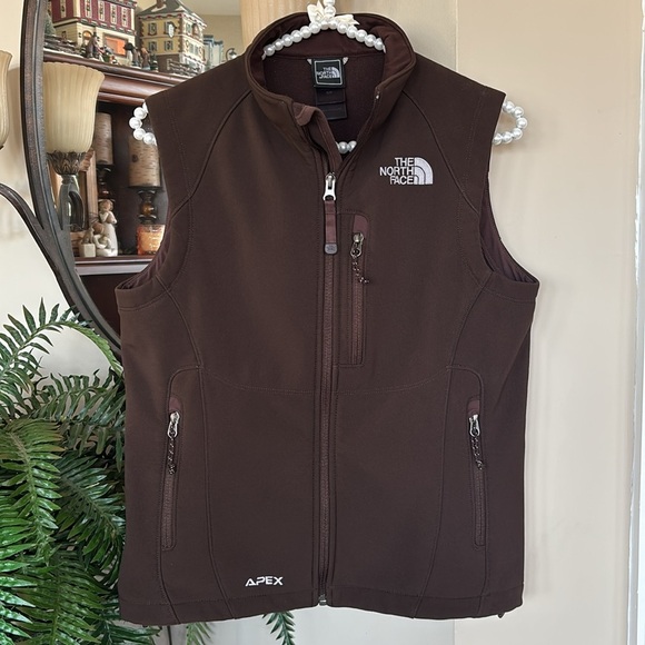 The North Face Apex Bionic Soft-Shell Vest Brown Full Zip Embroidered Logo - Picture 1 of 14